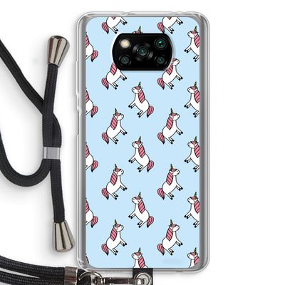 Eenhoorns overal: Xiaomi Poco X3 Pro Transparant Hoesje met koord