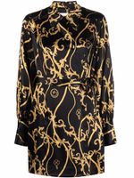 GANNI robe-portefeuille imprimée en soie biologique - Noir
