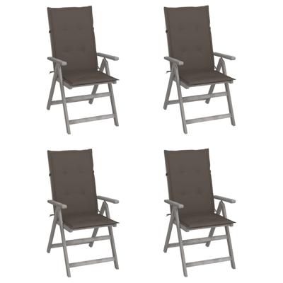 Tuinstoelen 4 st verstelbaar met kussens massief acaciahout
