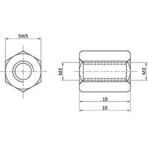 econ connect D3X10I5MH Econ Connect Afstandsbouten M3 M3 Messing (vernikkeld) 1 stuk(s)