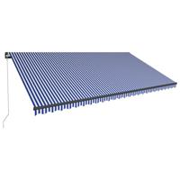 vidaXL Luifel handmatig uittrekbaar met LED 600x300 cm blauw en wit - thumbnail