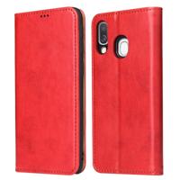 Dermis textuur PU + TPU horizontale Flip lederen draagtas met houder & kaartsleuven & portemonnee voor Galaxy A40 (rood)