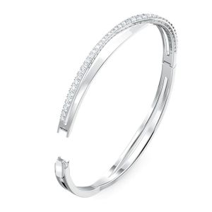 Swarovski 5565210 Armband Bangle Rows zilverkleurig-wit M 58 x 52 mm