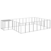 Hondenkennel 15,73 m² staal zilverkleurig
