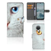 Nokia G10 | G20 | Telefoonhoesje | Met pasjeshouder | Witte Kat