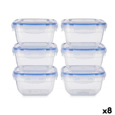 Set Lunchboxen Leknes Blauw Transparant Polypropyleen Plastic 900 ml Hermetisch (8 Stuks)