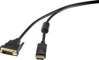 Renkforce RF-4212213 DisplayPort-kabel DisplayPort / DVI Adapterkabel DisplayPort-stekker, DVI-D 24+1-polige stekker 5.00 m Zwart Schroefbaar, Vergulde