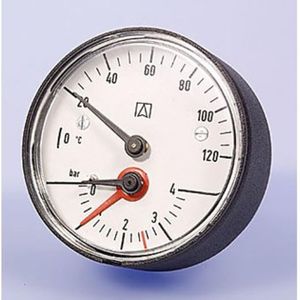 Euro Index mano thermometer 1/2 0 120°C/0 4 bar axiaal 063341