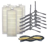 XI218 5 paar K614 zijkant borstels + 5 stuks I207 filters + hoofdborstel I202 set voor ILIFE A4