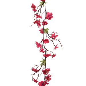 Everlands Kunstbloem/bloesem takken slinger - fuchsia roze - 187 cm   -