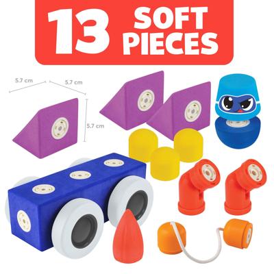 Blockaroo magnetische foam blokken voertuigen, 13dlg.