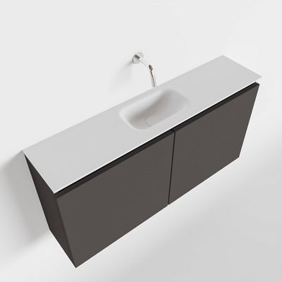 Toiletmeubel Mondiaz Ture | 100 cm | Meubelkleur Dark grey | Eden wastafel Talc Midden | Zonder kraangat