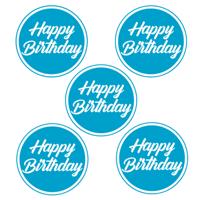 Bierviltjes / onderzetters Happy Birthday - 20x stuks - blauw - D10 cm - Verjaardag tafel versiering