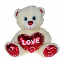 Pluche knuffelbeer met wit/rood Valentijn Love hartje 20 cm   -