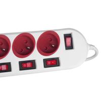 Maclean - Stekkerdoos met schakelaars - 5-polige verlengkabel - 250VAC/10A | 1,5m - Wit