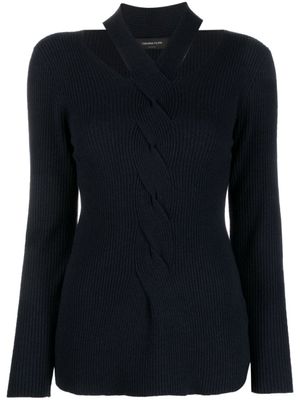 Fabiana Filippi pull en maille torsadée à découpes - Bleu