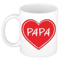 Bellatio Decorations Liefste papa verjaardag cadeau mok - rood hartje - 300 ml - Vaderdag   - - thumbnail