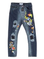 Philipp Plein Junior jean à effet taches de peinture - Bleu