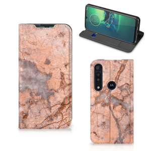 Motorola G8 Plus Standcase Marmer Oranje