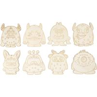 Creativ Company Houten figuren, monsters, h: 12,4 cm, dikte 3 mm, 8 stuk/ 1 doos