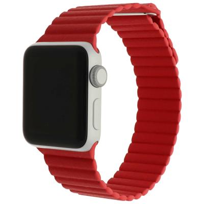 Apple Watch Leren Ribbel Band - Rood - 44, 45, 46 & 49mm Apple Watch Leren Ribbel Band - Rood - 44, 45, 46 & 49mm