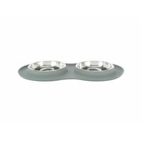 Voerbak voor honden Trixie Grijs Roestvrij staal Ø 16 cm Dubbel 2 × 0,3 L 47 × 3 × 26 CM - thumbnail