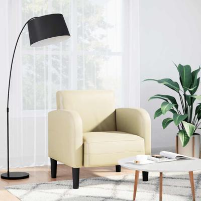 Fauteuil met armleuningen 54 cm kunstleer crmekleurig