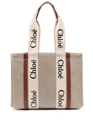 Chloé sac à main Woody en lin - Tons neutres