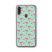 Flamingoprint groen: Samsung Galaxy A11 Transparant Hoesje