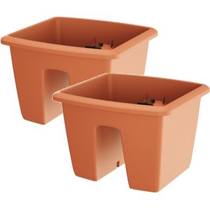 3x Kunststof balkon plantenpotten/bloempotten terracotta 29 cm