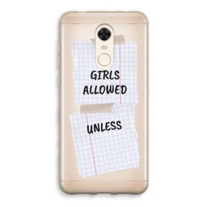 No Girls Allowed Unless: Xiaomi Redmi 5 Transparant Hoesje