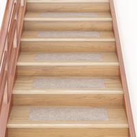 VidaXL 15 st trapmatten zelfklevend rechthoekig 76x20 cm crèmekleurig