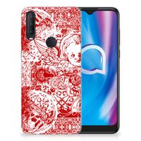 Silicone Back Case Alcatel 1S (2020) Angel Skull Rood