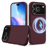 Lunso iPhone 17 Pro hoesje - Flexibel siliconen Backcover met MagSafe - Bordeaux Rood