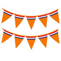 Bellatio decorations Slinger - Oranje Holland vlaggenlijn met Nederlandse vlag - 10 meter