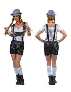 Tiroolse lederhose dames lederlook zwart