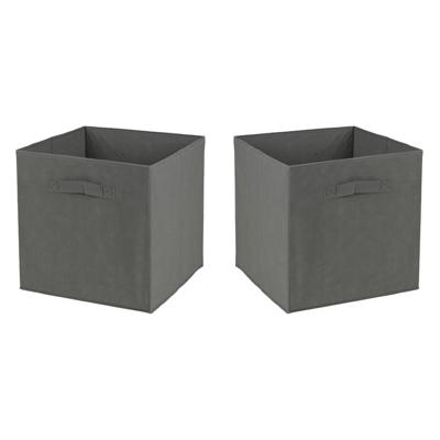 Opbergmand/kastmand Square Box - 2x - karton/kunststof - 29 liter - antraciet - 31 x 31 cm
