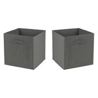 Opbergmand/kastmand Square Box - 2x - karton/kunststof - 29 liter - antraciet - 31 x 31 cm