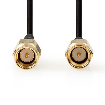 Nedis Antennekabel | SMA Male | SMA Male | Verguld | 50 Ohm | Enkelvoudig Afgeschermd | 5.00 m | Rond | PVC | Zwart | Label - CSGL02000BK50