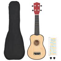 VidaXL Ukuleleset met tas voor kinderen sopraan 23'' lichthoutkleurig