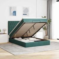 Ottoman bed met matrassen 140x200cm fluweel donkergroen