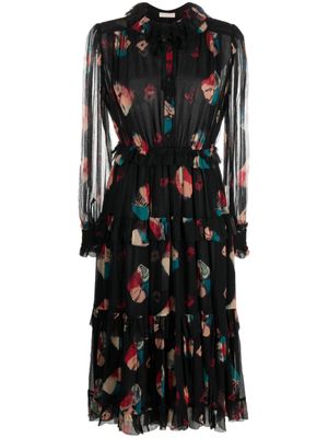 Ulla Johnson robe en chiffon Reina à coupe mi-longue - Noir