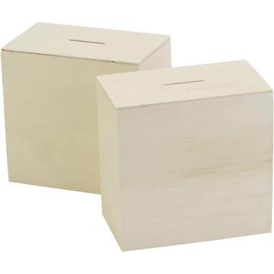 Creativ Company Houten spaarpot, afm 10x10x6 cm, 10 stuk/ 1 doos