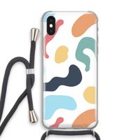 Memphis Shapes Blue: iPhone XS Transparant Hoesje met koord