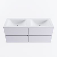 MONDIAZ VICA 120cm badmeubel onderkast Cale 4 lades. Wastafel CLOUD dubbel 2 kraangaten, kleur Talc.