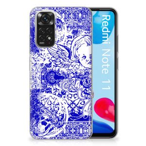 Silicone Back Case Xiaomi Redmi 10 | Redmi Note 11 4G Angel Skull Blauw