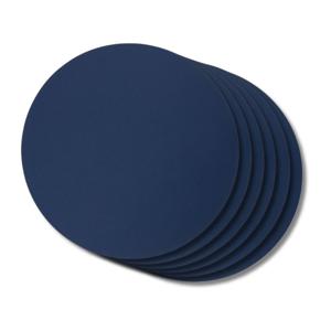 Jay Hill Placemats - Vegan leer - Grijs / Blauw - dubbelzijdig - ø 38 cm - 6 Stuks