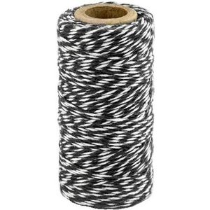 1x Zwart/wit katoenen touw 50 meter cadeaulint   -