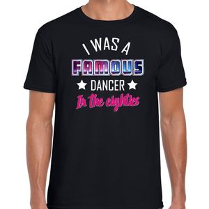 Disco verkleed t-shirt heren - jaren 80 feest outfit - famous dancer - zwart