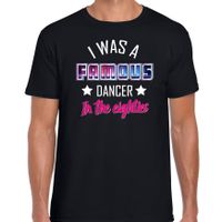 Disco verkleed t-shirt heren - jaren 80 feest outfit - famous dancer - zwart